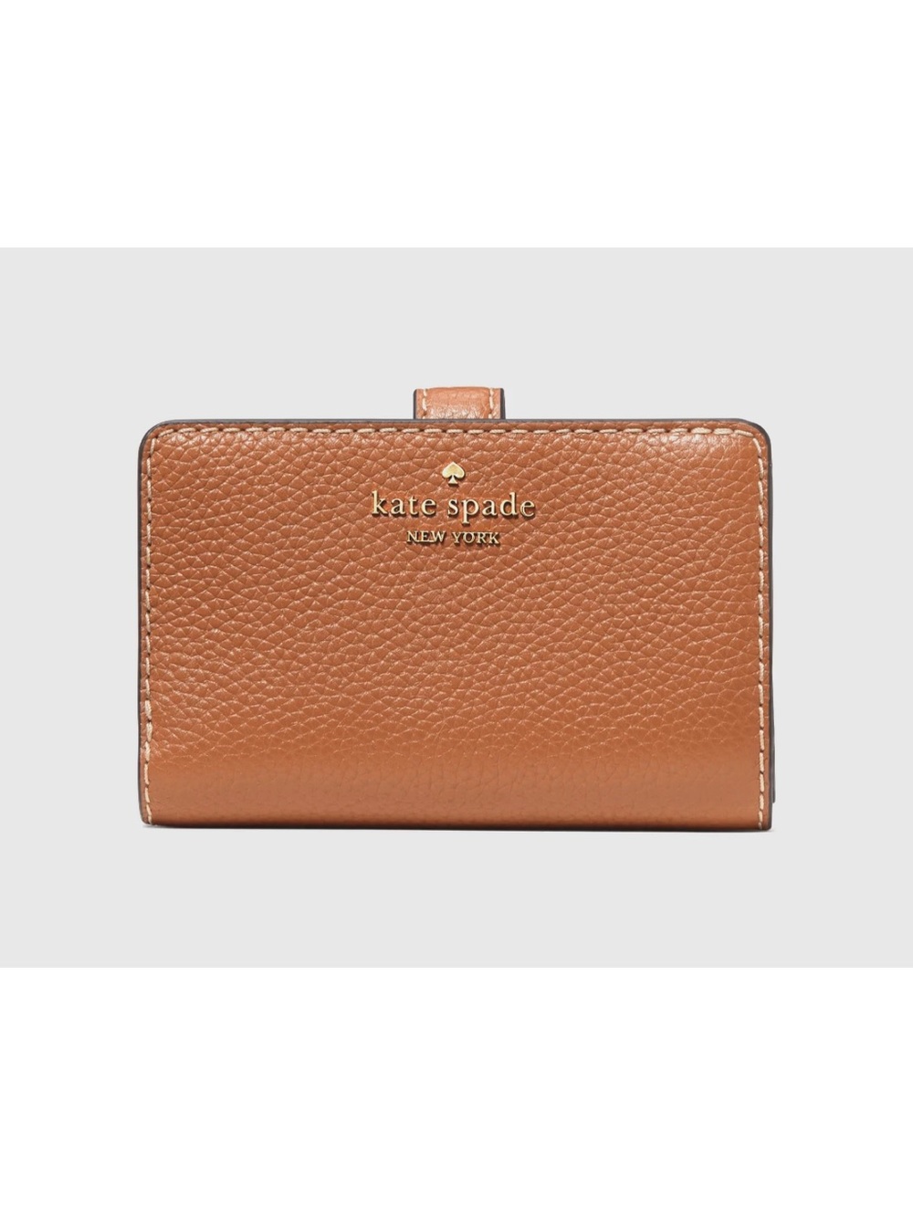 New Kate Spade Medium Compact Bifold Wallet Pebble Leather Warm Gingerbread